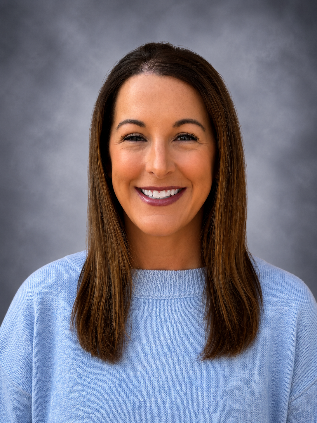 Woman in blue sweater